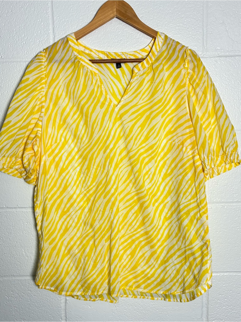 Talbots yellow zebra print cotton top